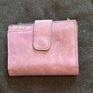 purple trifold wallet